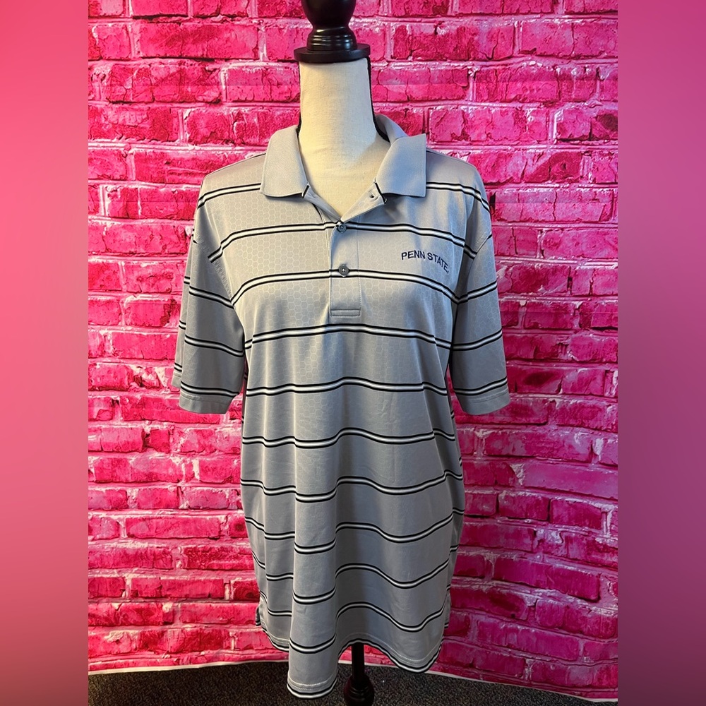 Oxford America Penn‎ State Men's Gray Striped Polo Shirt